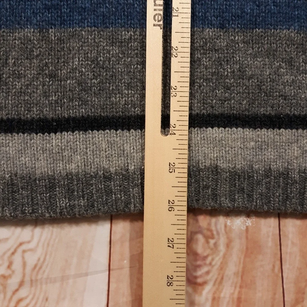 Banana Republic Wool Sweater Mens Large Pullover 1/4 Zip Gray Blue Heavyweight